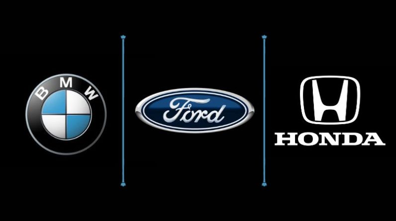 Logos de BMW, Ford et Honda