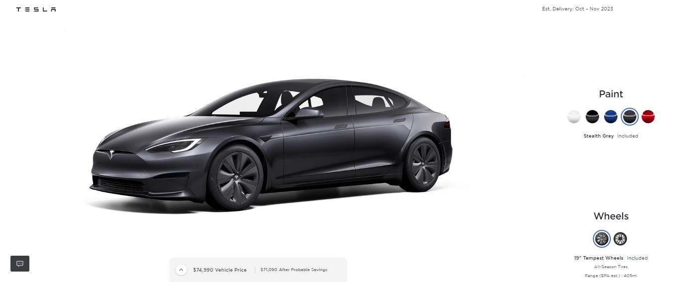 Model S coloris Stealth grey