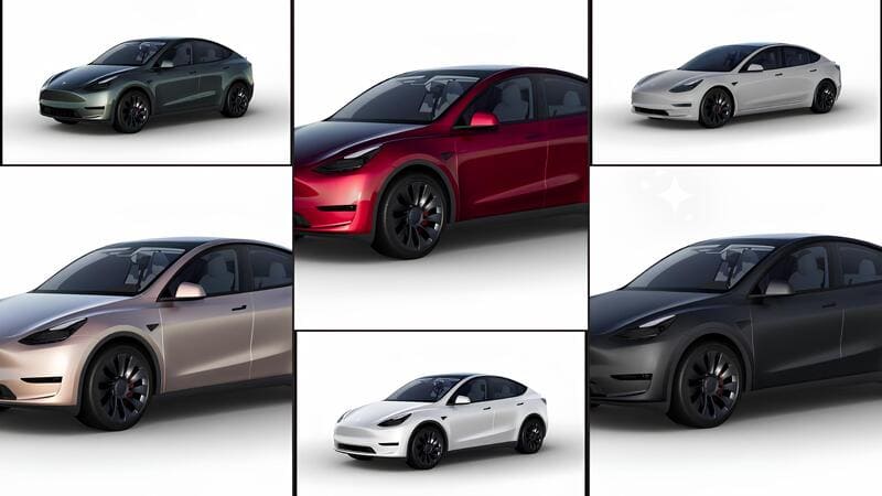7 nouveaux coloris pour les Model 3 et Model Y